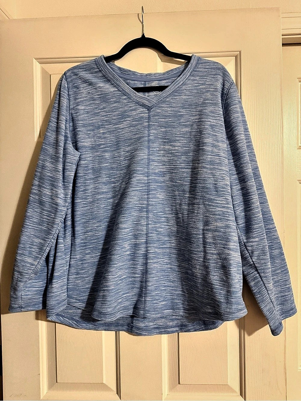 St. John's Bay Classic V-Neck Polar Fleece Long Sleeve Sweatshirt Blue XL